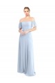 Off the Shoulder Flutter Sleeves Long Chiffon Bridesmaid Dress for Sale