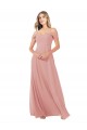 Draped Shoulder Sash Back Chiffon Bridesmaid Dress for Sale