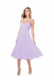 Draped Midi Length Chiffon Cocktail Bridesmaid Dress with Ruched Bodice for Sale