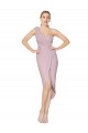 High Low One Shoulder Ruffles V-Neck Chiffon Wrap Bridesmaid Dress / Formal Prom Dress for Sale