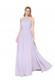 High Neck Halter Shirred Chiffon Bridesmaid Dress / Formal Prom Dress for Sale