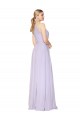 High Neck Halter Shirred Chiffon Bridesmaid Dress / Formal Prom Dress for Sale
