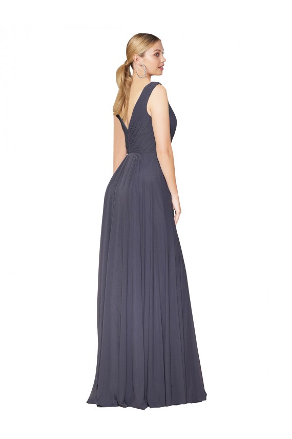 Floor Length High Neck V-Back Chiffon Bridesmaid Dress / Formal Prom Dress for Sale
