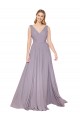 Draped Floor Length High Neck V-Back Chiffon Bridesmaid Dress / Formal Prom Dress with Shirred Bodice for Sale