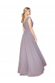 Draped Floor Length High Neck V-Back Chiffon Bridesmaid Dress / Formal Prom Dress with Shirred Bodice for Sale