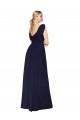 Draped Long V-Neck Floor Length Chiffon Bridesmaid Dress / Formal Prom Dress for Sale