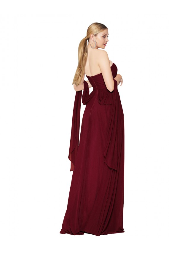 Draped Strapless Long A-Line Chiffon Bridesmaid Dress / Formal Prom Dress for Sale