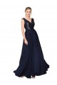 High Neck V-Neck Long Chiffon Bridesmaid Dress / Prom Dress with Sequin Top for Sale