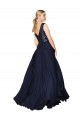 High Neck V-Neck Long Chiffon Bridesmaid Dress / Prom Dress with Sequin Top for Sale