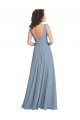 Faux Surplice Bodice Long Chiffon Bridesmaid Dress with V-Neckline for Sale