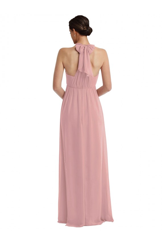 Empire Waist Long Halter Maxi Bridesmaid Dress for Sale