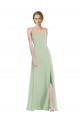 Scoop Neck Tie Strap Maxi Bridesmaid Dress with Front Slit for Sale