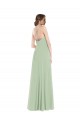 Scoop Neck Tie Strap Maxi Bridesmaid Dress with Front Slit for Sale