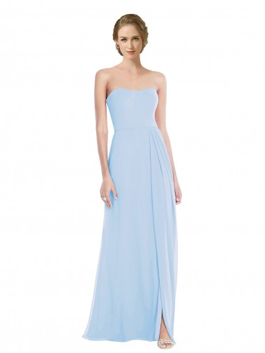Strapless Sweetheart Maxi Bridesmaid Dress with Pleated Front Slit for Sale