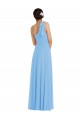 Draped One Shoulder Maxi Bridesmaid Dress with Scarf Bow for Sale