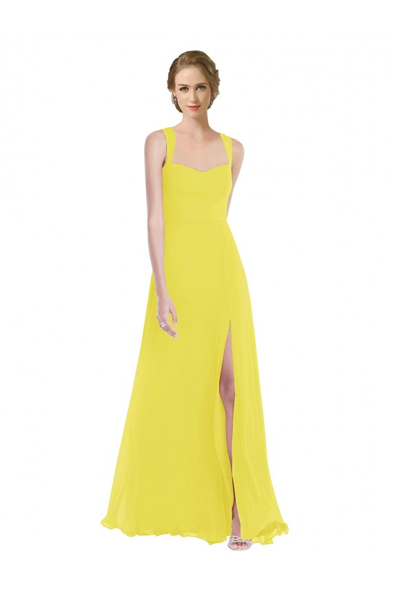 Wide Strap Sweetheart Maxi Bridesmaid Dress for Sale