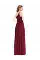 One Shoulder Chiffon Maxi Bridesmaid Dress with Shirred Front Slit for Sale