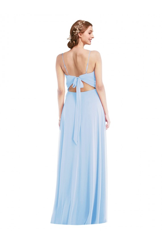 Tie Back Cutout Maxi Formal Bridesmaid Dress with Front Slit for Sale