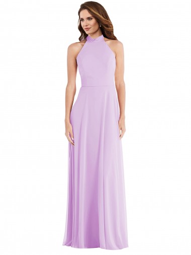 High Neck Halter Backless Maxi Bridesmaid Dress for Sale