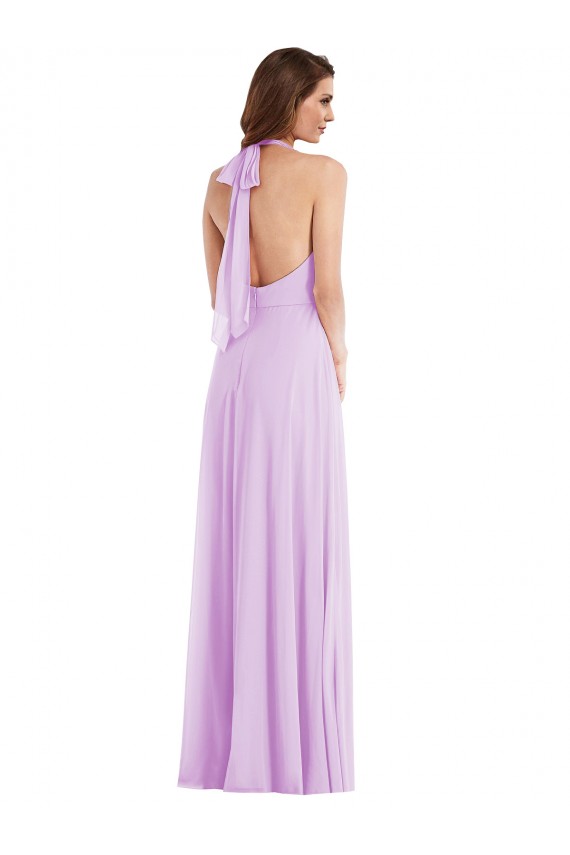 High Neck Halter Backless Maxi Bridesmaid Dress for Sale