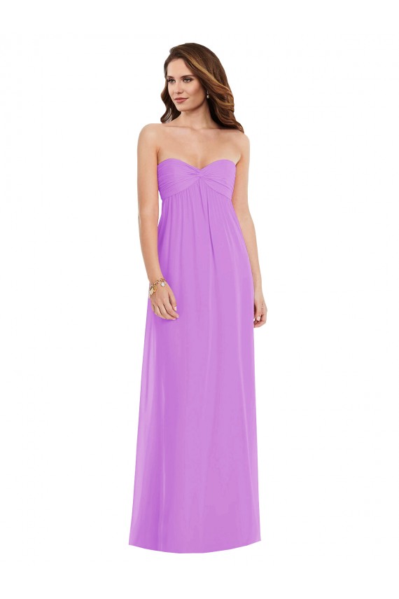 Empire Waist Twist Shirred Strapless Bridesmaid Dress for Sale