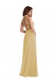 Stand Collar Halter Maxi Bridesmaid Dress with Criss Cross Open Back for Sale