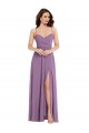 Wrap Bodice Maxi Bridesmaid Dress with Front Slit for Sale