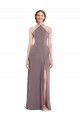 Diamond Halter Maxi Formal Bridesmaid Dress with Front Slit for Sale