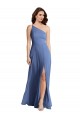 One Shoulder Full Length Maxi Formal Bridesmaid Dress with Flirty Slit for Sale