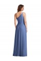 One Shoulder Full Length Maxi Formal Bridesmaid Dress with Flirty Slit for Sale