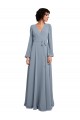 Wrap Style Long Sleeves Chiffon Bridesmaid Dress with Pleated Bodice for Sale