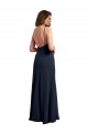 Scoop Neck Long Chiffon Open Back Bridesmaid Dress with Spaghetti Straps for Sale