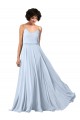 V-Neck Blouson Waist Long Chiffon Bridesmaid Dress with Straps for Sale