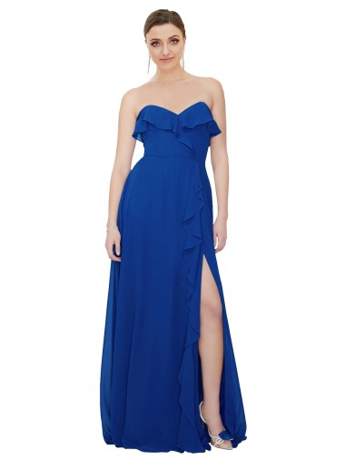 Ruffled Chiffon Strapless Bridesmaid Dress for Sale
