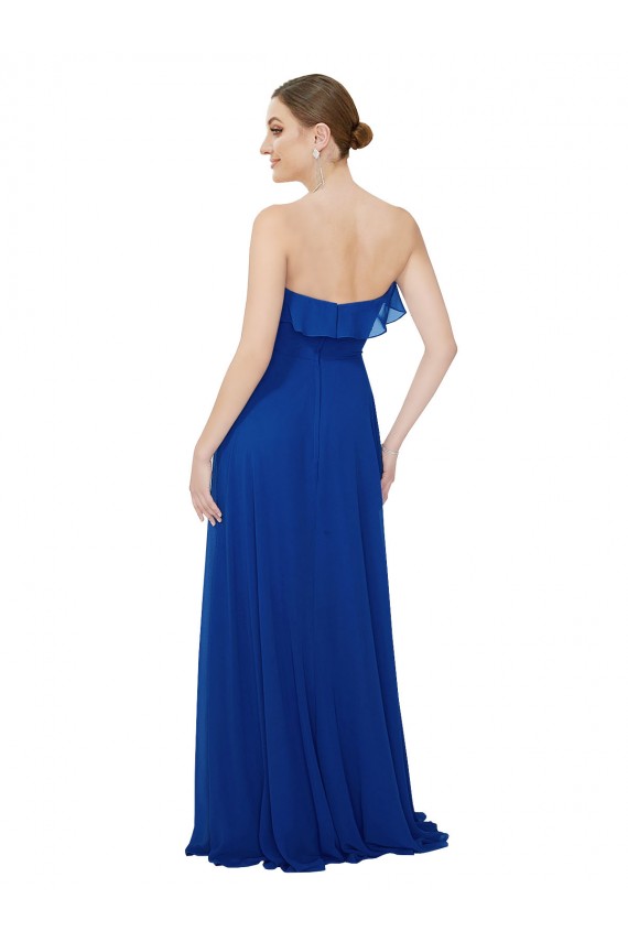 Ruffled Chiffon Strapless Bridesmaid Dress for Sale