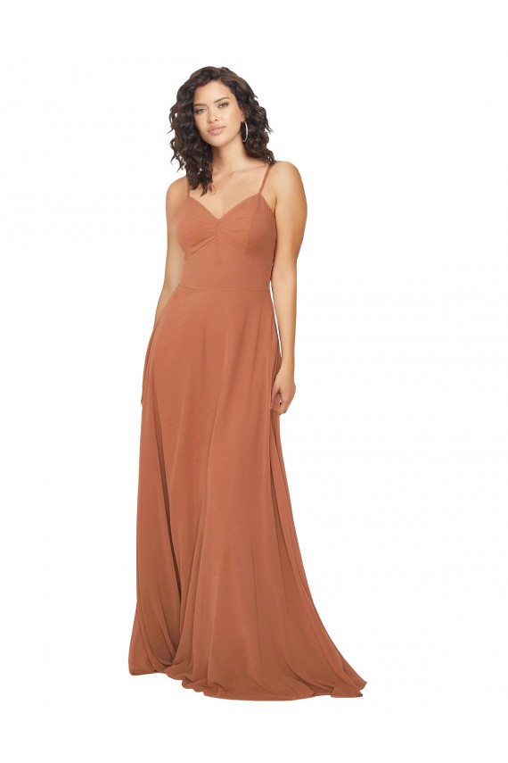 Chiffon Bridesmaid Dress with Tie Back Keyhole for Sale