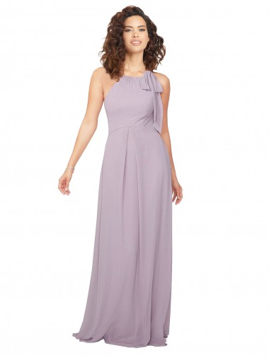 Halter Neck Bridesmaid Dress with Bow for Sale