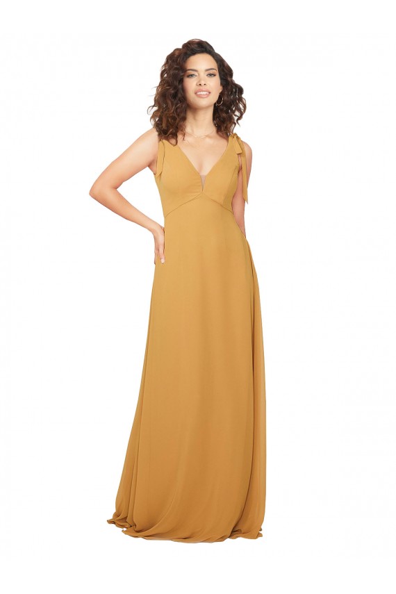 Boho Chiffon Bridesmaid Dress with Tied Straps for Sale