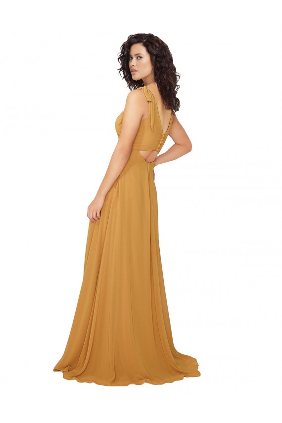 Boho Chiffon Bridesmaid Dress with Tied Straps for Sale