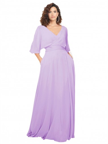 Chiffon Bridesmaid Dress with Ruched Waist for Sale