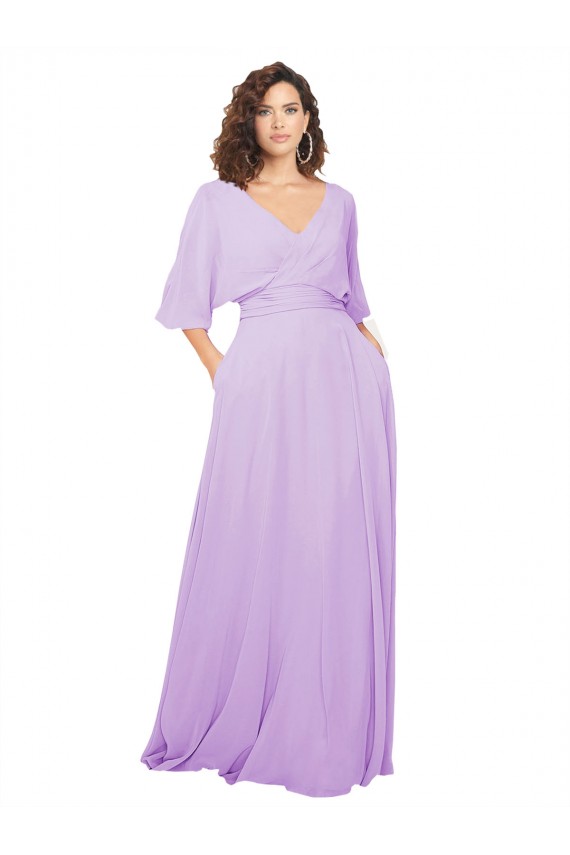 Chiffon Bridesmaid Dress with Ruched Waist for Sale