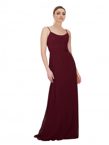Scoop Neck Tied Keyhole Back Chiffon Bridesmaid Dress for Sale