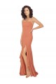Chiffon Square Neck Bridesmaid Dress with Ruffled Skirt Slit for Sale