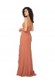 Chiffon Square Neck Bridesmaid Dress with Ruffled Skirt Slit for Sale
