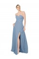 Draped Sweetheart Chiffon Bridesmaid Dress with Front Slit for Sale