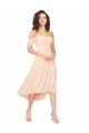 Cold Shoulder Midi Length Short Chiffon Bridesmaid Dress for Sale