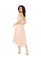 Cold Shoulder Midi Length Short Chiffon Bridesmaid Dress for Sale