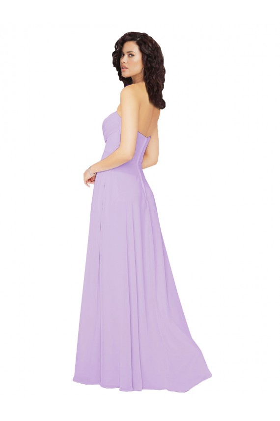 Draped Sweetheart Long Chiffon Bridesmaid Dress with Front Slit for Sale