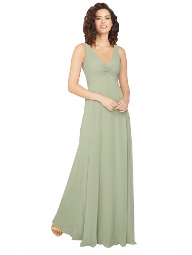 Knotted Bodice Chiffon Bridesmaid Dress for Sale