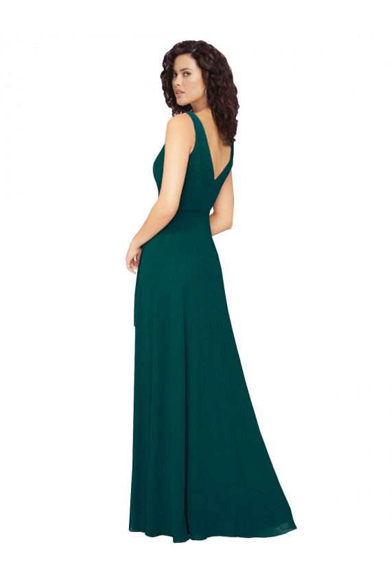 V-Neck Chiffon Bridesmaid Dress with Front Skirt Slit for Sale